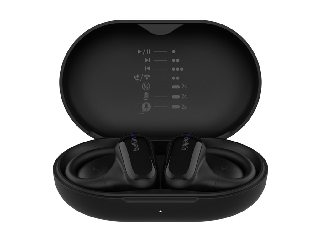 Belkin SoundForm ClearFit - Écouteurs sans fil avec micro - oreille dégagée - montage sur l'oreille - Bluetooth - noir - AUC013CTBK - Écouteurs