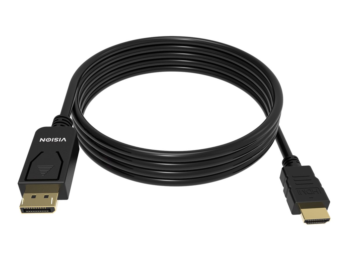 VISION Professional - Câble adaptateur - DisplayPort mâle pour HDMI mâle - 1 m - noir - support 4K - TC 1MDPHDMI/BL - Câbles HDMI
