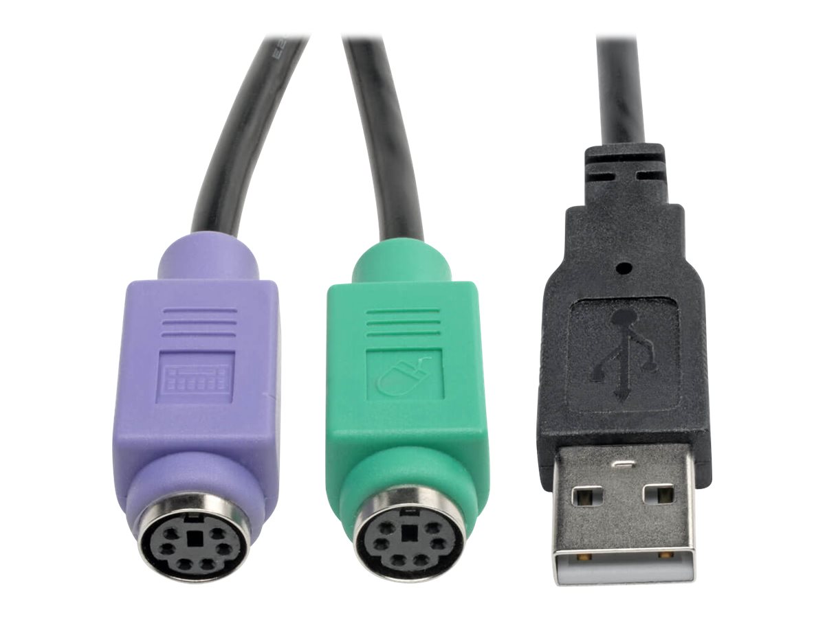 Tripp Lite 6 Inch USB to PS/2 Adapter Keyboard and Mouse USB-A o 2x Mini-Din M/F 6" - Adaptateur clavier/souris - USB - noir - U219-000-R - Cartes de contrôleur héritées