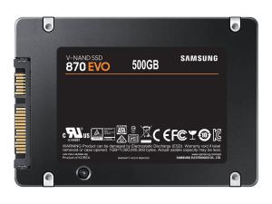 Samsung 870 EVO MZ-77E500B - SSD - chiffré - 500 Go - interne - 2.5" - SATA 6Gb/s - mémoire tampon : 512 Mo - AES 256 bits - TCG Opal Encryption - MZ-77E500B/EU - Disques durs pour ordinateur portable