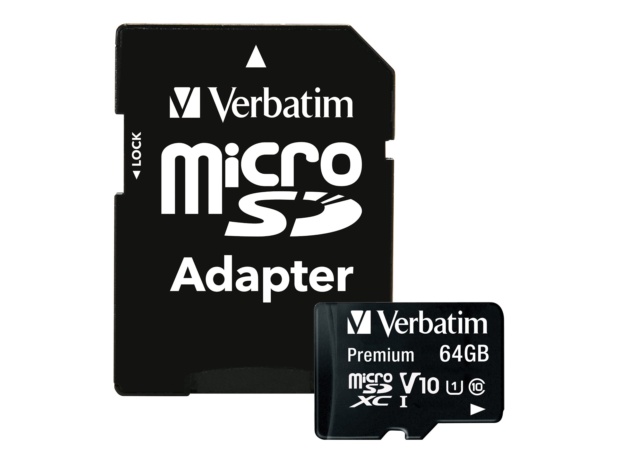 Verbatim Premium - Carte mémoire flash (adaptateur SD inclus(e)) - 64 Go - Class 10 - microSDXC UHS-I - 44084 - Cartes flash