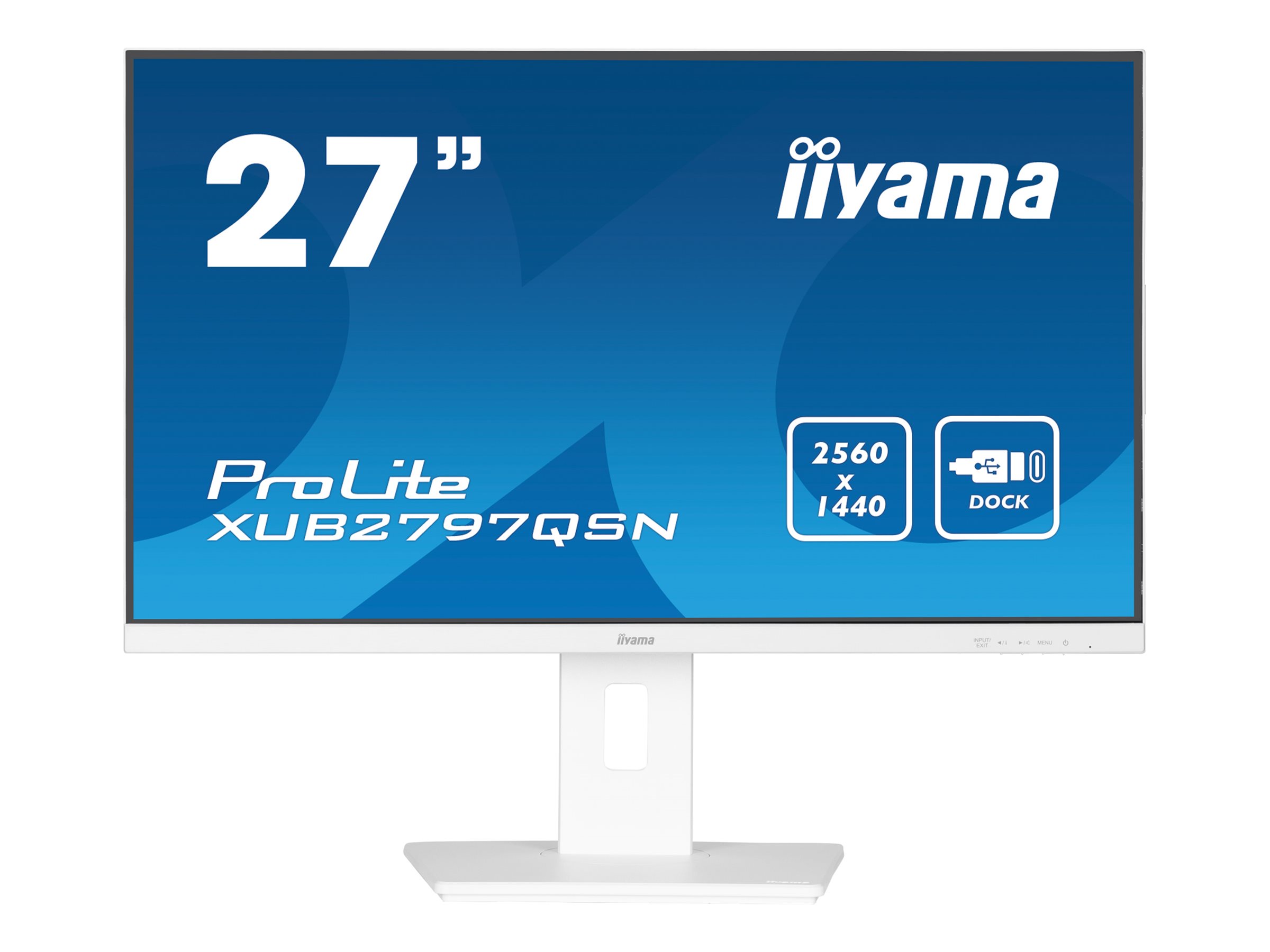 iiyama ProLite XUB2797QSN-W2 - Écran LED - 27" - 2560 x 1440 QHD @ 100 Hz - IPS - 300 cd/m² - 1300:1 - 1 ms - HDMI, DisplayPort, USB-C - haut-parleurs - mat, blanc - XUB2797QSN-W2 - Écrans d'ordinateur