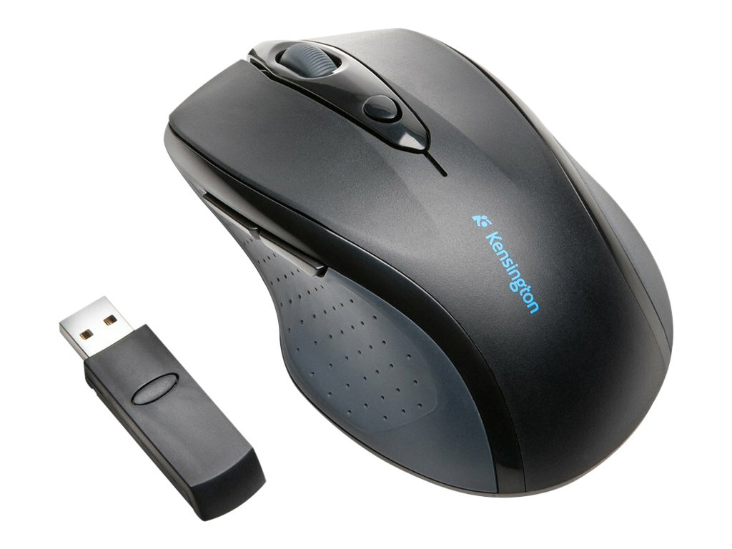 Kensington Pro Fit Full-Size - Souris - pour droitiers - optique - 6 boutons - sans fil - 2.4 GHz - récepteur sans fil USB - noir - K72370EU - Souris