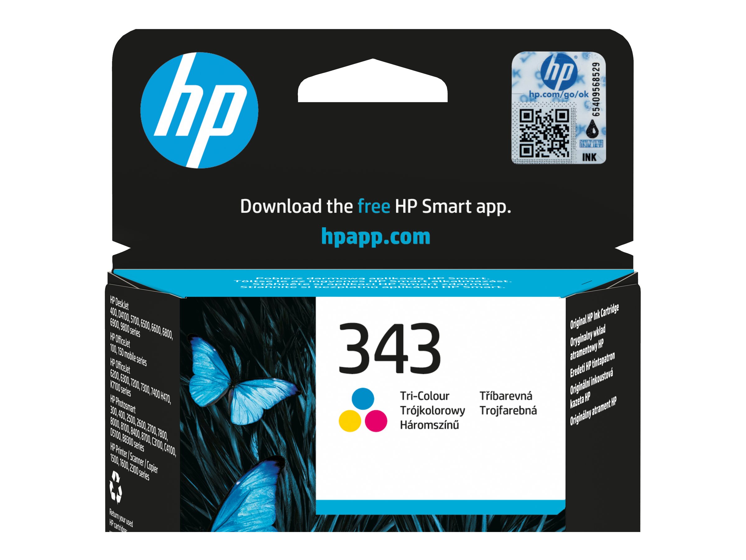 HP 343 - Couleur (cyan, magenta, jaune) - original - cartouche d'encre - pour Officejet 100, 150; Photosmart C4210, C4272, C4340, C4385, C4390, D5360, D5363, D5368 - C8766EE#UUS - Cartouches d'imprimante