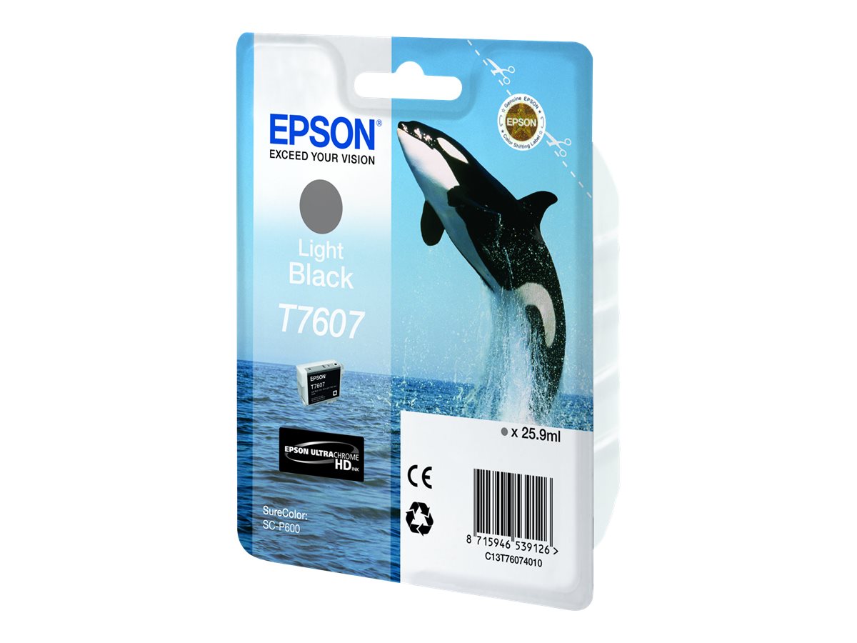 Epson T7607 - 26 ml - noir clair - original - blister - cartouche d'encre - pour SureColor P600, SC-P600 - C13T76074010 - Cartouches d'imprimante