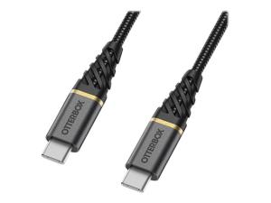 OtterBox Premium - Câble USB - 24 pin USB-C (M) pour 24 pin USB-C (M) - USB 2.0 - 3 A - 3 m - Prise en charge de Power Delivery - noir glamour - 78-52679 - Câbles USB