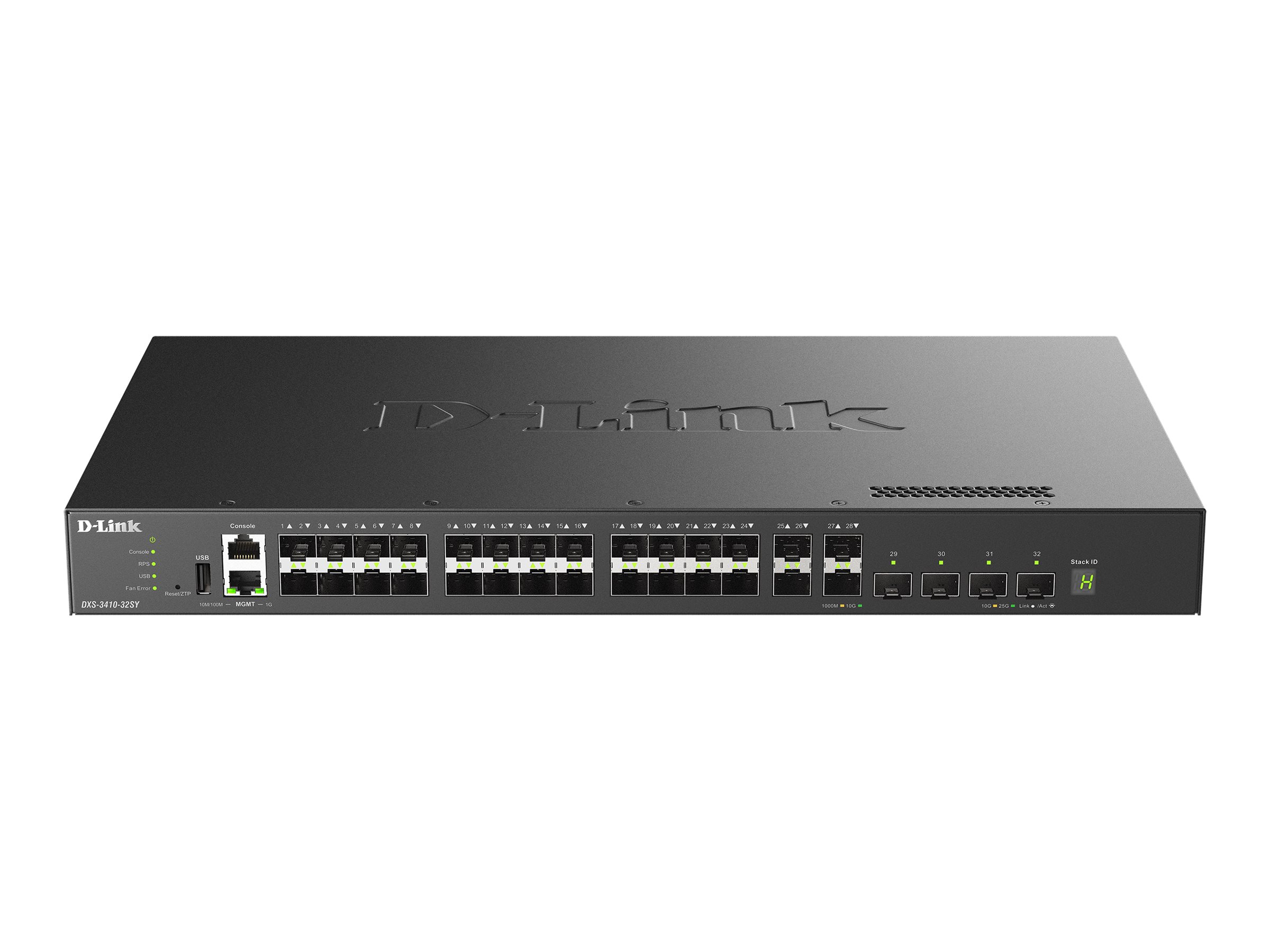 D-Link DXS 3410-32SY - Commutateur - C3 - Géré - 28 x 10 Gigabit SFP+ + 4 x 25 Gigabits SFP28 - Montable sur rack - DXS-3410-32SY/E - Commutateurs gérés
