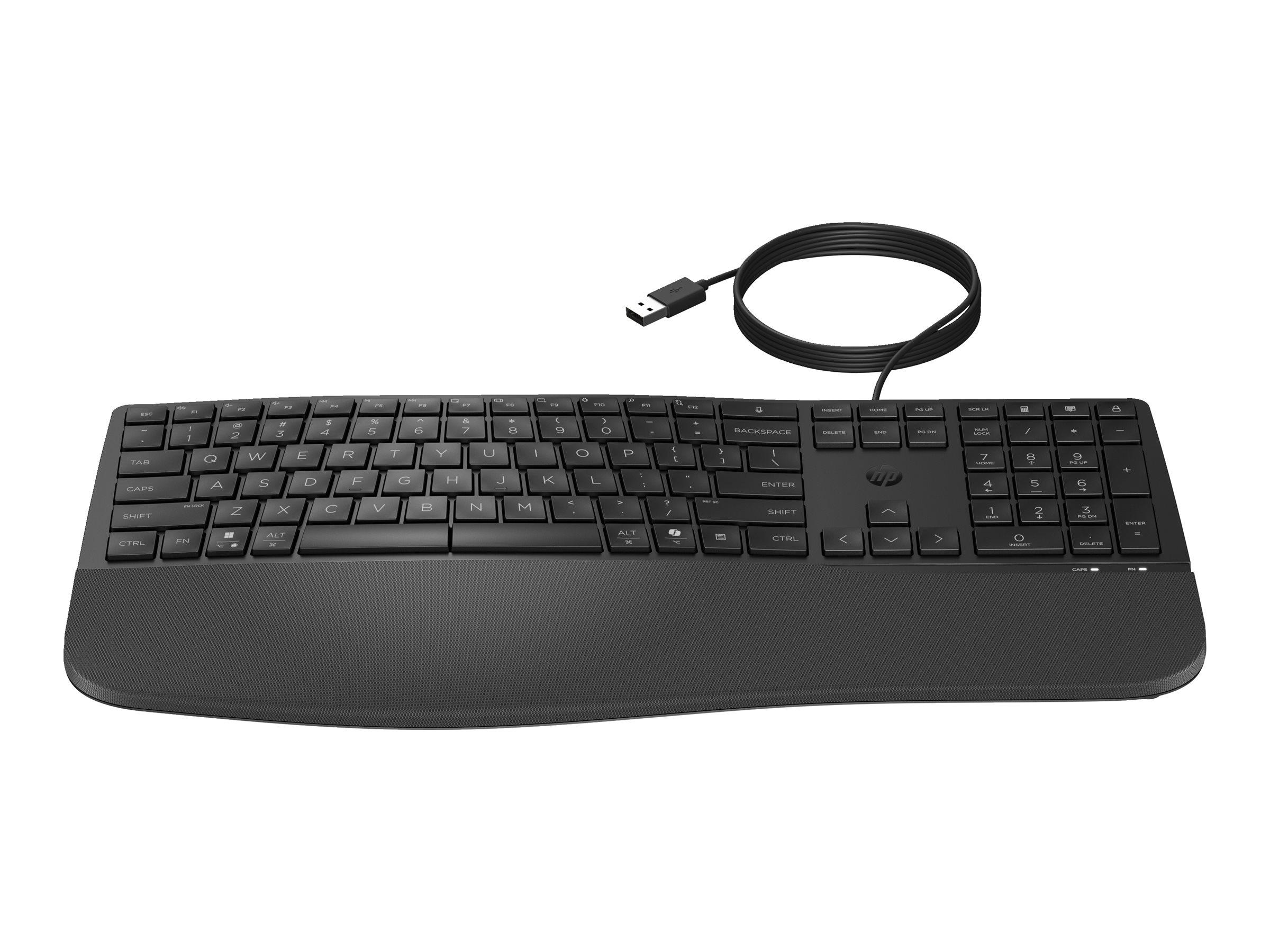 HP 485 Comfort - Clavier - multi-appareils, 23 touches programmables, disposition à 3 zones - full size - USB - Français - noir - 8T6M2AA#ABF - Claviers