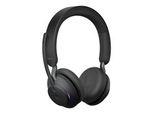 Jabra Evolve2 65 MS Stereo - Micro-casque - sur-oreille - Bluetooth - sans fil - USB-A - isolation acoustique - noir - avec support de chargement - Certifié pour Microsoft Teams - 26599-999-989 - Écouteurs