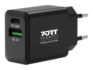 PORT Connect Wall charger - Adaptateur secteur - 24 Watt - 2 connecteurs de sortie (USB, 24 pin USB-C) - Europe - 900069-EU - Adaptateurs électriques et chargeurs