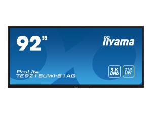 iiyama ProLite TE9218UWI-B1AG - Classe de diagonale 92" (91.5" visualisable) écran LCD rétro-éclairé par LED - signalétique numérique interactive - avec écran tactile (multi-touch) / capacité PC en option (slot-in) - 5K UHD (2160p) 5120 x 2160 - cadre noir avec finition mate - TE9218UWI-B1AG - Écrans LCD/LED grand format