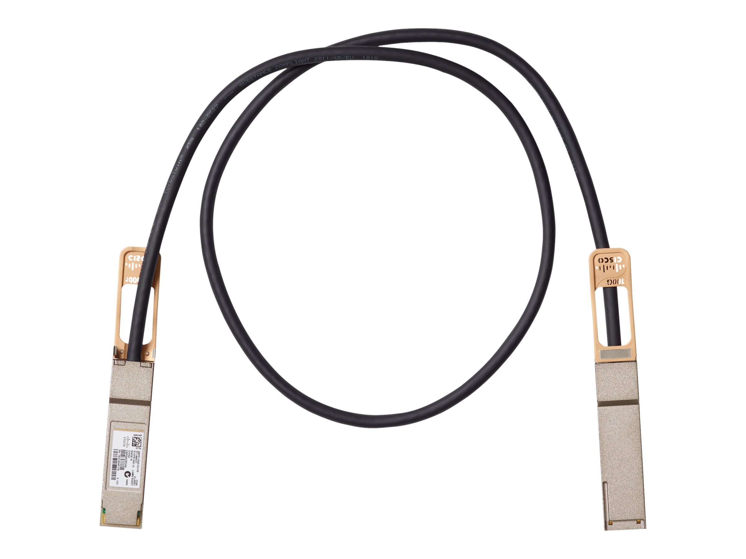 Cisco Copper Cable - Câble d'attache directe 100GBase - QSFP (M) pour QSFP (M) - 3 m - passif - pour Mellanox ConnectX-5 Ex EN; Nexus 93108TC-EX, 93180YC-FX, 9336C-FX2 - QSFP-100G-CU3M= - Câbles réseau spéciaux