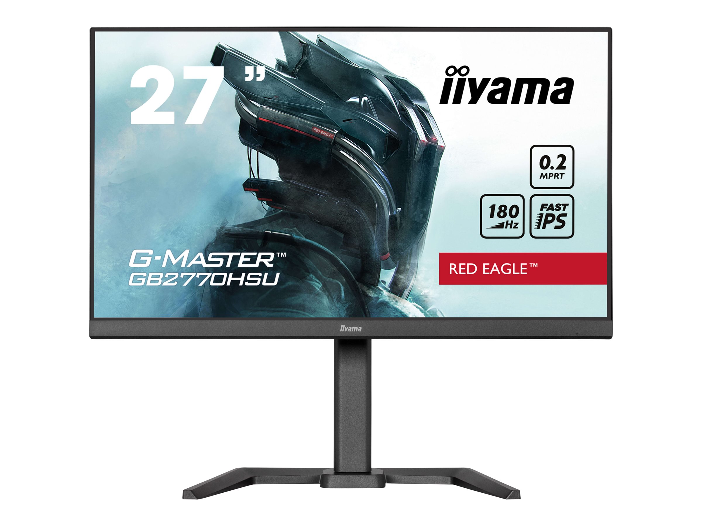 iiyama G-MASTER Red Eagle GB2770HSU-B6 - Écran LED - jeux - 27" - 1920 x 1080 Full HD (1080p) @ 180 Hz - Fast IPS - 300 cd/m² - 1000:1 - 0.2 ms - HDMI, DisplayPort - haut-parleurs - noir, mat - GB2770HSU-B6 - Écrans d'ordinateur