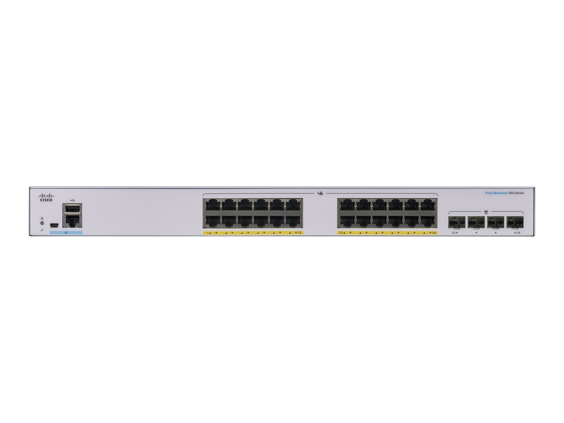 Cisco Business 350 Series 350-24P-4G - Commutateur - C3 - Géré - 24 x 10/100/1000 (PoE+) + 4 x Gigabit SFP - Montable sur rack - PoE+ (195 W) - CBS350-24P-4G-EU - Concentrateurs et commutateurs gigabit