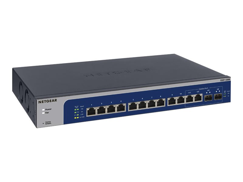 NETGEAR Plus XS512EM - Commutateur - intelligent - 10 x 100/1000/2.5G/5G/10GBase-T + 2 x combo 10 gigabits SFP+ - de bureau, Montable sur rack - XS512EM-100EUS - Commutateurs Gigabit 10/25/40/50/100