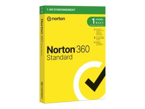 Norton 360 Standard - Version boîte (1 an) - 1 périphérique, espace de stockage de cloud 10 GB - Mass Market - Win, Mac, Android, iOS - français - 21409190 - Suites de sécurité