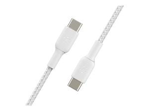 Belkin BOOST CHARGE - Câble USB - 24 pin USB-C (M) pour 24 pin USB-C (M) - USB 2.0 - 3 A - 1 m - USB Power Delivery (60W) - blanc (pack de 2) - CAB004BT1MWH2PK - Câbles USB