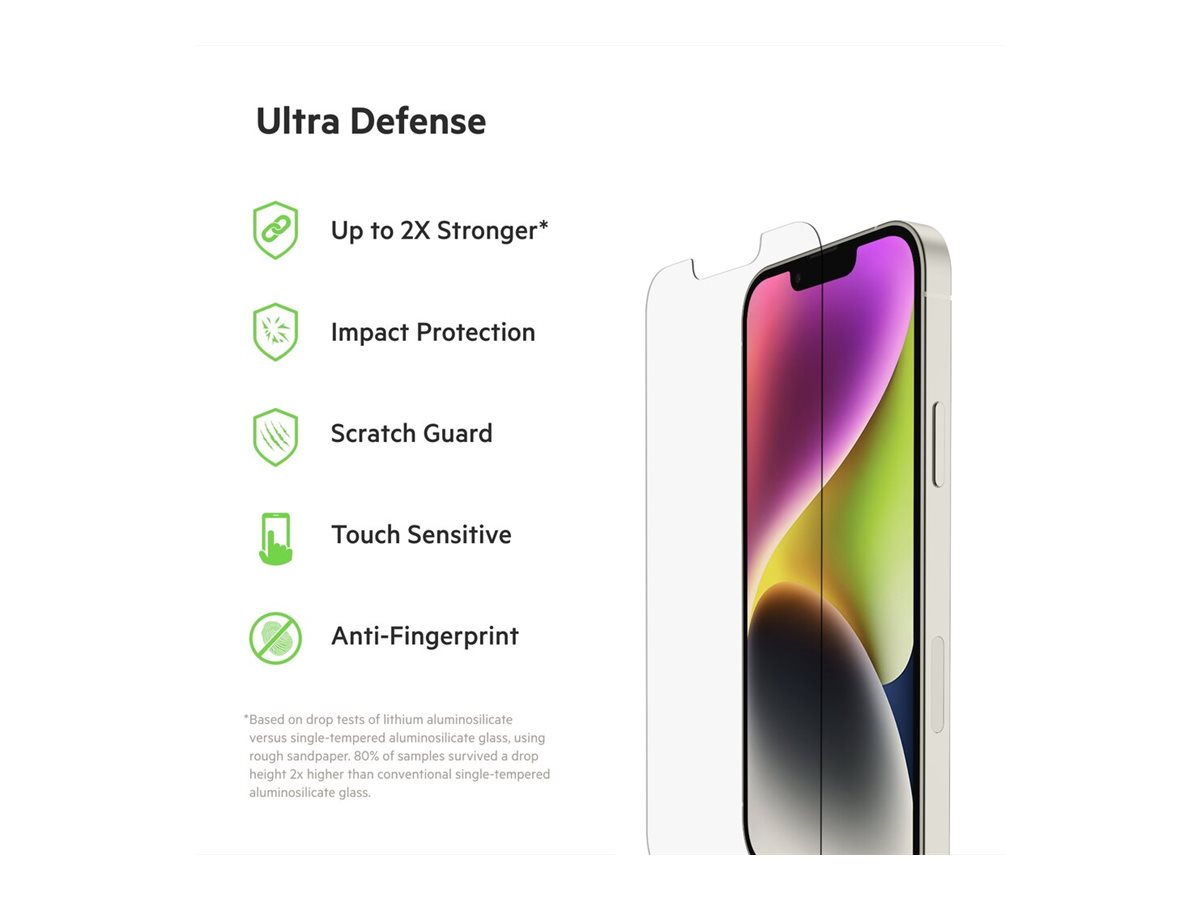 Belkin UltraGlass - Protection d'écran pour téléphone portable - antimicrobien - verre - pour Apple iPhone 13 Pro Max - OVA079ZZ - Protecteurs d'écran pour téléphones portables