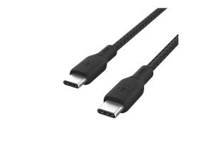 Belkin BOOST CHARGE - Câble USB - 24 pin USB-C (M) pour 24 pin USB-C (M) - 2 m - noir - pour Apple 10.9-inch iPad Air; Google Pixel 4a, 5, 6; Samsung Galaxy Note20, S21, S21 5G, S22 - CAB014BT2MBK - Câbles USB