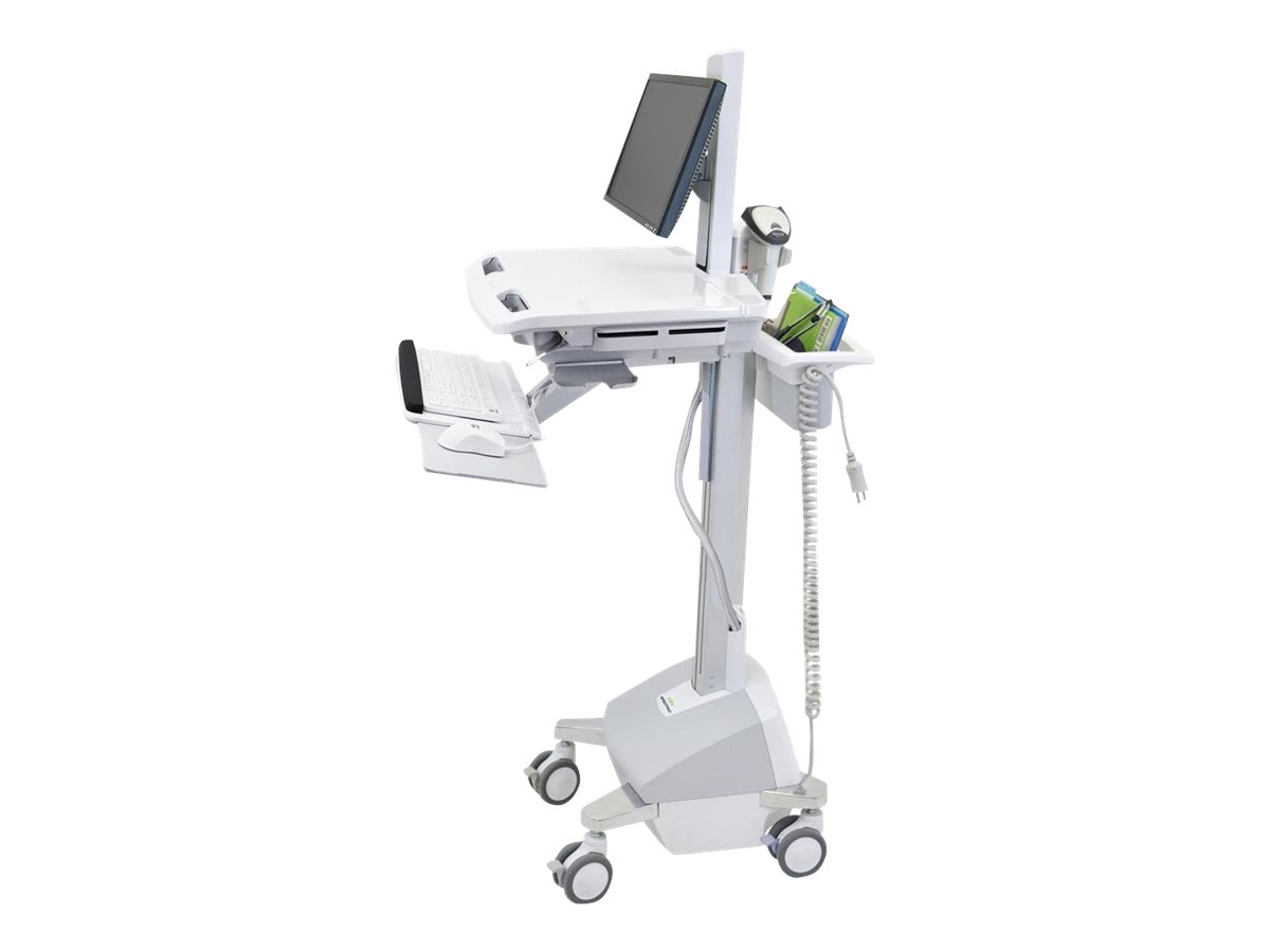 Ergotron - Chariot - pour écran LCD/équipement PC - alimenté par LiFe, UE - médical - plastique, aluminium, acier zingué - gris, blanc, aluminium poli - Taille d'écran : Jusqu'à 22 pouces - SV42-6302-2 - Chariots