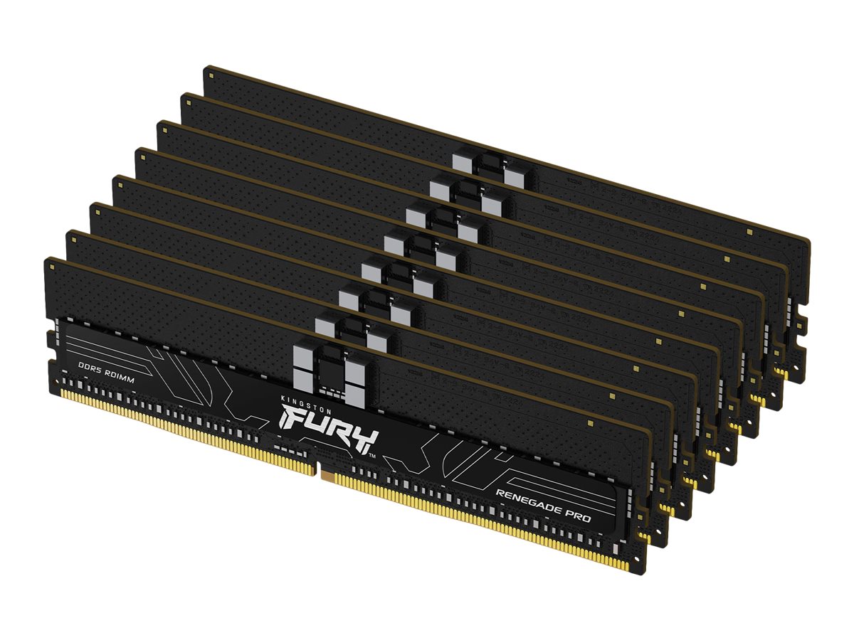Kingston FURY Renegade Pro - DDR5 - kit - 128 Go: 8 x 16 Go - DIMM 288 broches - 5600 MHz / PC5-44800 - CL36 - 1.25 V - mémoire enregistré - on-die ECC - noir - KF556R36RBK8-128 - DDR5