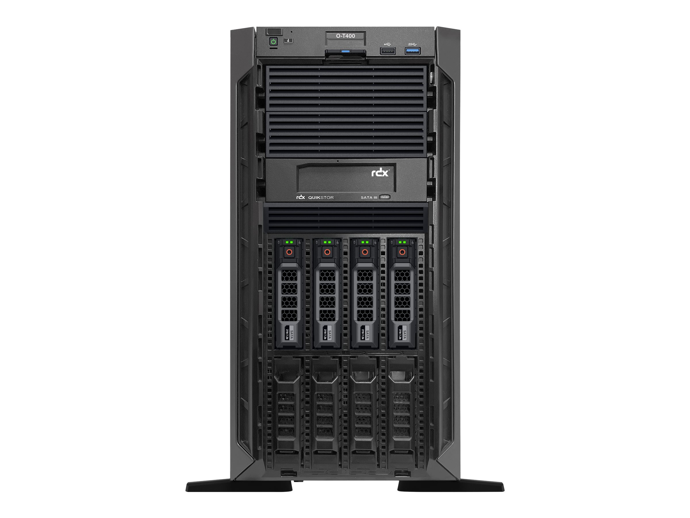 Overland-Tandberg Olympus O-T400 - Serveur - tour - 2 voies - 1 x Xeon Silver 4208 / 2.1 GHz - RAM 32 Go - SAS - hot-swap 3.5" baie(s) - HDD 4 x 1.2 To - Gigabit Ethernet, 10 Gigabit Ethernet - Windows Server 2019 Standard - moniteur : aucun - OT400-AAAAA-BB - Serveurs tour
