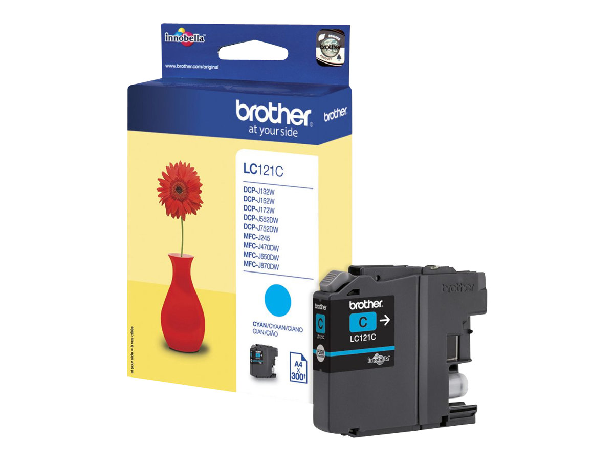 Brother LC121C - Cyan - original - cartouche d'encre - pour Brother DCP-J100, J105, J132, J152, J552, J752, MFC-J245, J470, J650, J870 - LC121C - Cartouches d'encre Brother