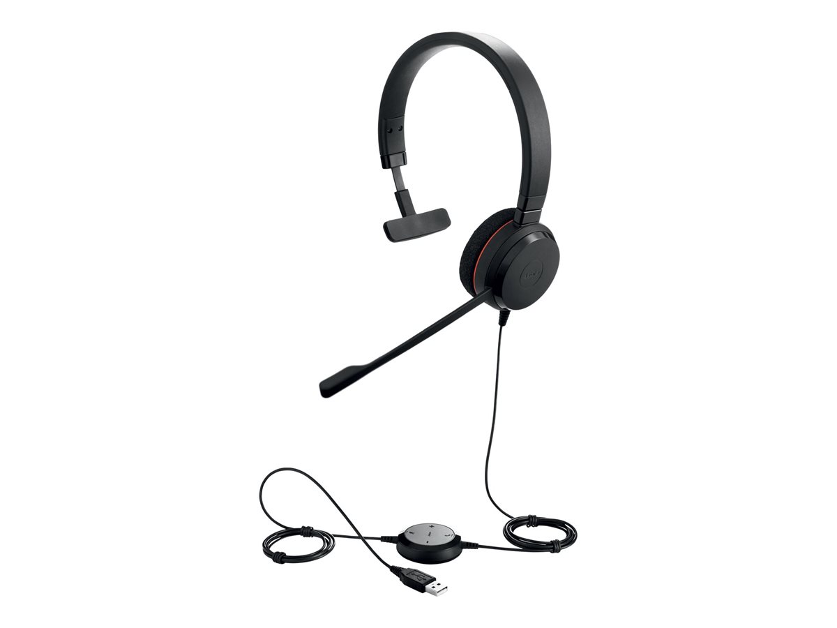 Jabra Evolve 20 MS mono - Micro-casque - sur-oreille - filaire - USB - Certifié pour Skype for Business - 4993-823-109 - Écouteurs