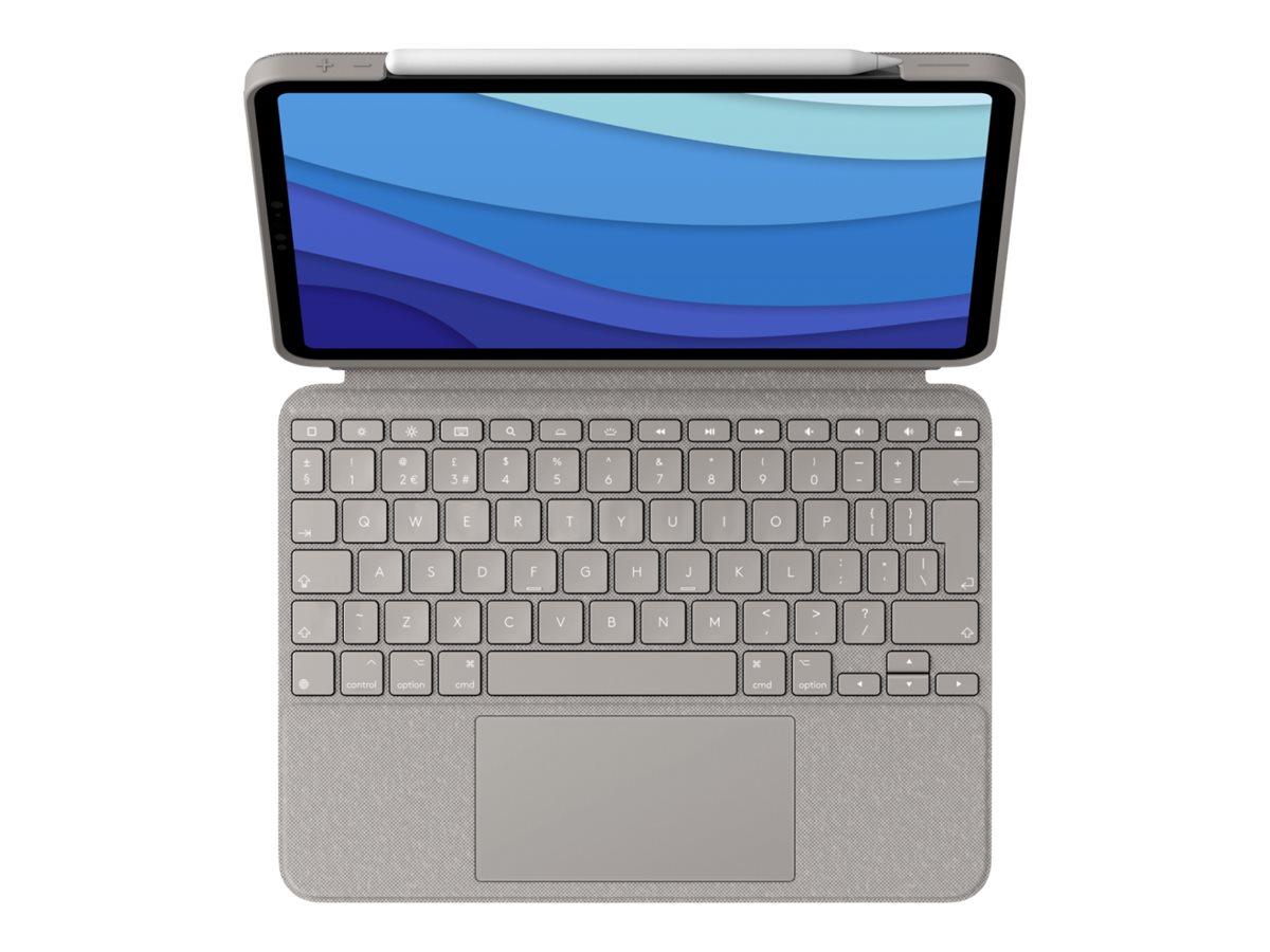 Logitech Combo Touch - Clavier et étui - avec trackpad - rétroéclairé - Apple Smart connector - QWERTY - R.-U. - sable - pour Apple 12.9-inch iPad Pro (5ème génération) - 920-010222 - Claviers