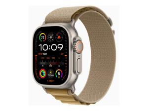 Apple Watch Ultra 2 - 49 mm - titanium naturel - montre intelligente avec Boucle Alpine - textile - ocre - taille du bracelet : M - 64 Go - LTE, Wi-Fi 4, UWB, Bluetooth - 4G - 61.4 g - MX4F3NF/A - Montres intelligentes