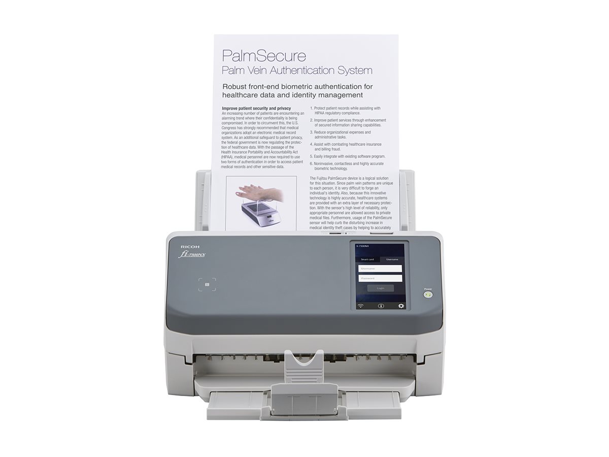 Ricoh fi-7300NX - Scanner de documents - CCD Double - Recto-verso - 216 x 355.6 mm - 600 dpi x 600 dpi - jusqu'à 60 ppm (mono) / jusqu'à 60 ppm (couleur) - Chargeur automatique de documents (80 feuilles) - jusqu'à 4000 pages par jour - Gigabit LAN, USB 3.1 Gen 1 - PA03768-B001 - Scanneurs de documents