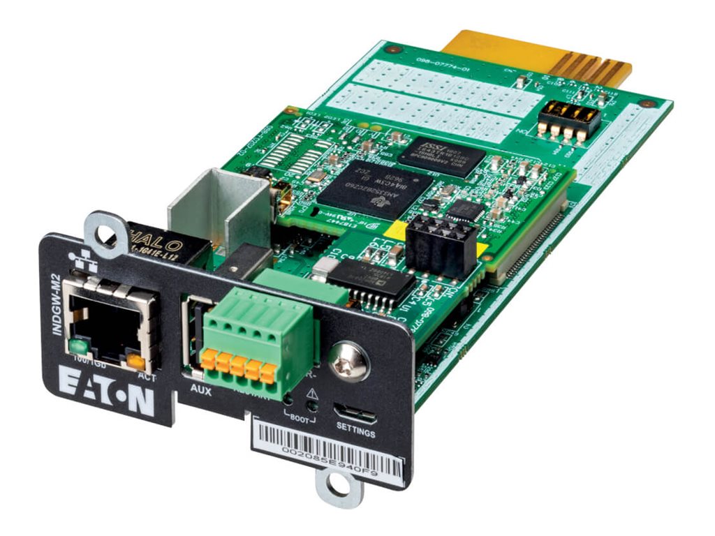 Eaton Cybersecure Gigabit Industrial Gateway Card for UPS and PDU, UL 2900-1 and IEC 62443-4-2 Certified - Carte de supervision distante - mini emplacement - pour P/N: 5PX1500RTG2, 93PX20KIPM, FX310001AAA1 - INDGW-M2 - Adaptateurs réseau filaires