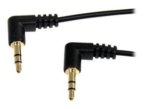 StarTech.com Câble audio stéréo Slim 3,5 mm à angle droit de 30 cm - M/M - Câble audio - mini-phone stereo 3.5 mm mâle pour mini-phone stereo 3.5 mm mâle - 30 cm - noir - connecteur à angle droit - MU1MMS2RA - Câbles audio