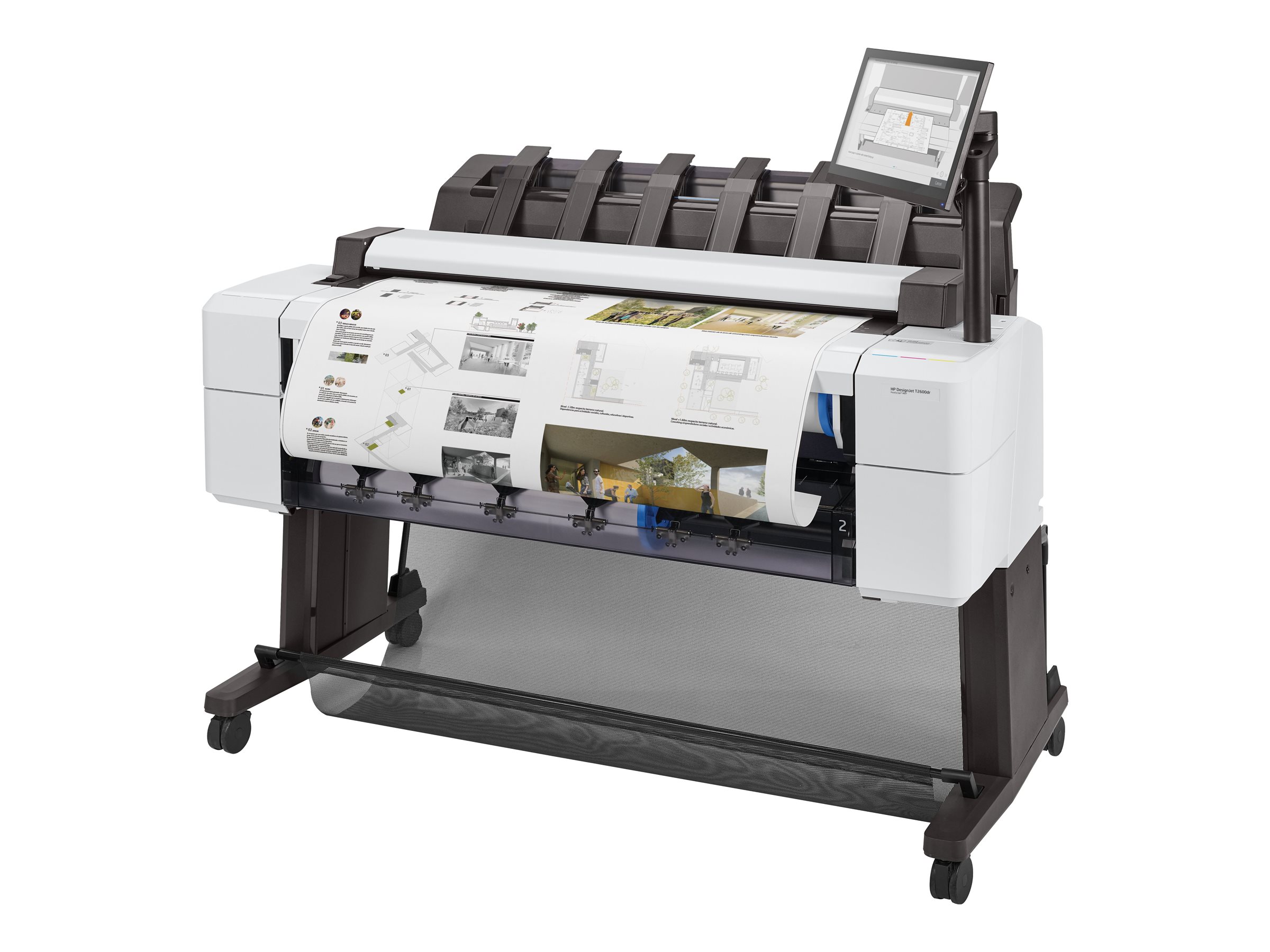 HP DesignJet T2600dr PostScript MFP - 36" imprimante multifonctions - couleur - jet d'encre - 914 x 8000 mm, 610 x 15000 mm (original) - Rouleau (91,4 cm x 91,4 m), 914 x 1219 mm (support) - jusqu'à 0.32 min/page (impression) - 2 rouleaux - Gigabit LAN, USB - 3EK15A#B19 - Imprimantes multifonctions