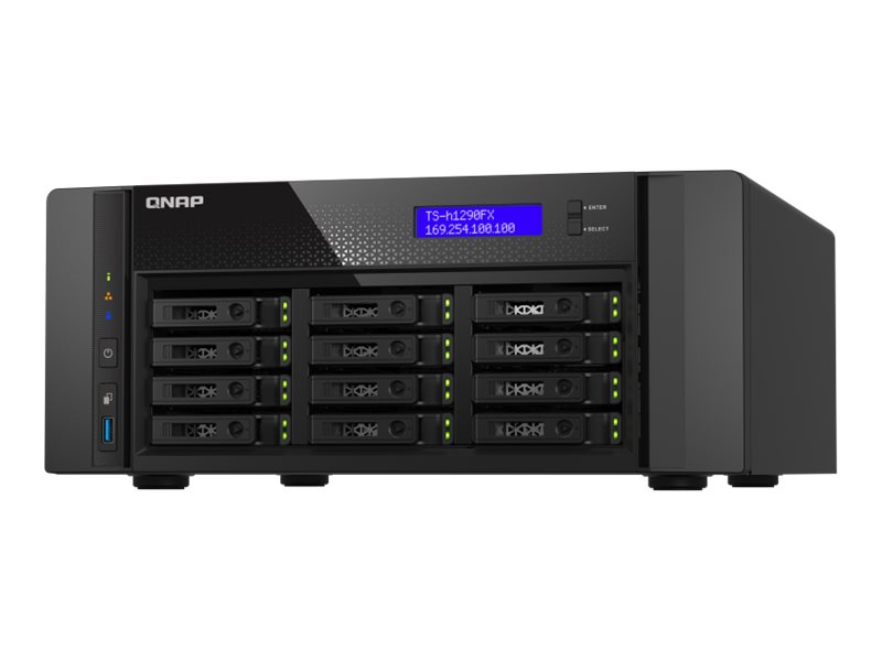 QNAP TS-h1290FX - Serveur NAS - 12 Baies - SATA 6Gb/s / PCIe (NVMe) / U.2 - RAM 64 Go - 25 Gigabit Ethernet / 2.5 Gigabit Ethernet - iSCSI support - TS-H1290FX-7232P-64G - NAS