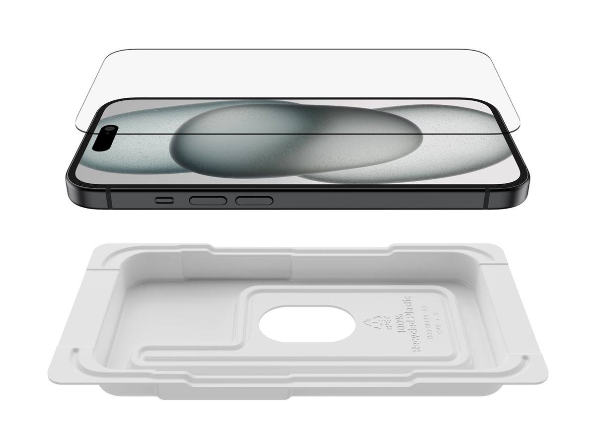 Belkin - Protection d'écran pour téléphone portable - verre trempé, traité - verre - pour Apple iPhone 15 Plus - OVA136ZZ - Accessoires pour téléphone portable