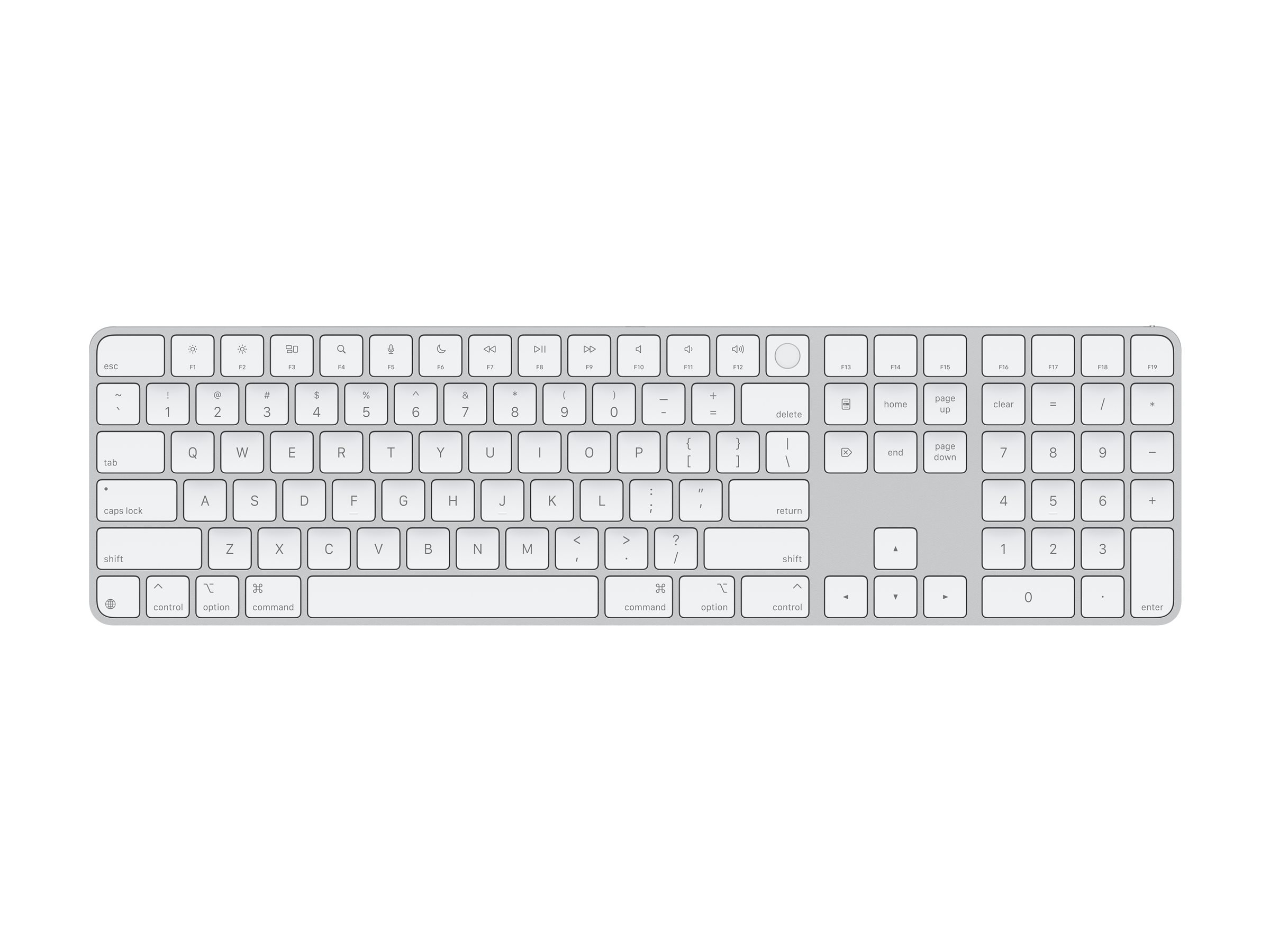 Apple Magic Keyboard with Touch ID and Numeric Keypad - Clavier - USB-C - sans fil - Bluetooth - QWERTY - Anglais US - clés blanches - MXK73LB/A - Claviers