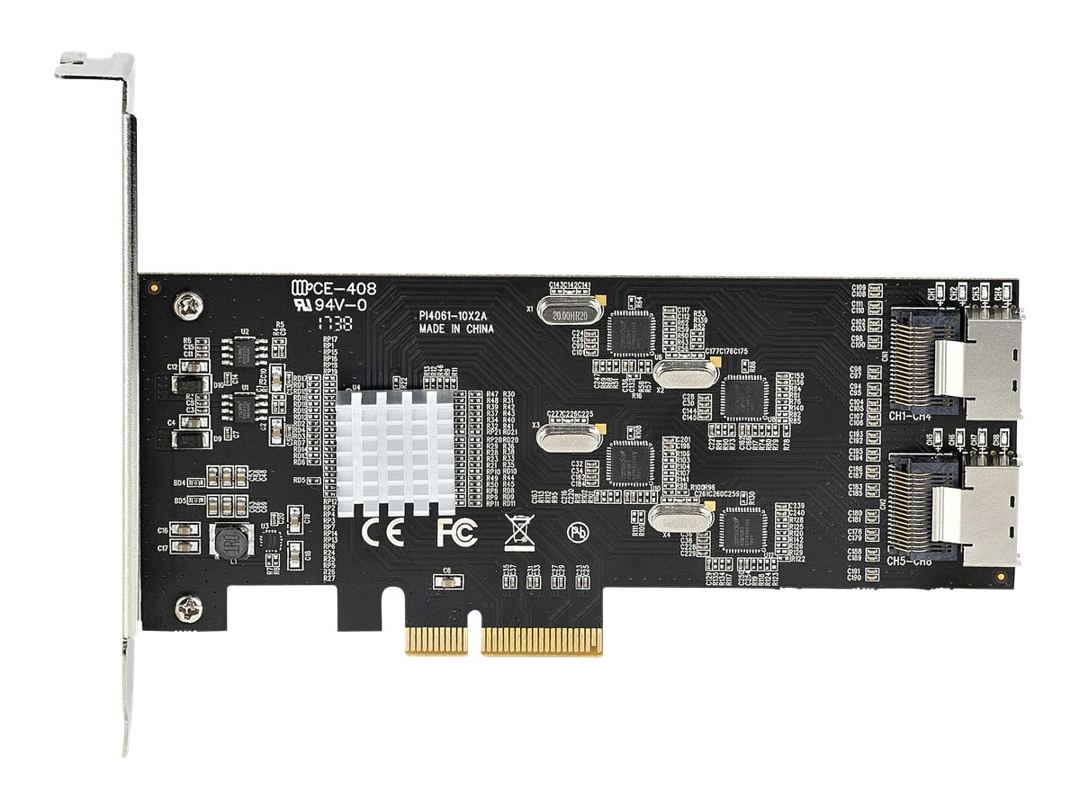 StarTech.com Carte Contrôleur SATA PCIe 8 ports - Carte SATA PCI Express 6Gbps 4 Contrôleurs Hôte - Carte Contrôleur SATA PCIe - PCI-e x4 Gen 2 vers SATA III - SATA HDD/SSD (8P6G-PCIE-SATA-CARD) - Contrôleur de stockage - SATA 6Gb/s / SAS 6Gb/s - profil bas - PCIe 2.0 x4 - noir - 8P6G-PCIE-SATA-CARD - Adaptateurs de stockage