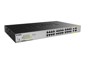 D-Link DGS 1026MP - Commutateur - non géré - 24 x 10/100/1000 (PoE) + 2 x SFP Gigabit combiné - de bureau, Montable sur rack - PoE (370 W) - DGS-1026MP - Concentrateurs et commutateurs gigabit
