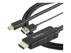 StarTech.com 6ft (2m) HDMI to Mini DisplayPort Cable 4K 30Hz, Active HDMI to mDP Adapter Converter Cable with Audio, USB Powered, Mac & Windows, HDMI Male to mDP Male Video Adapter Cable - HDMI to mDP Converter (HD2MDPMM2M) - Câble vidéo/audio - HDMI, USB (alimentation uniquement) mâle pour Mini DisplayPort mâle - 2 m - noir - support 4K - HD2MDPMM2M - Câbles HDMI