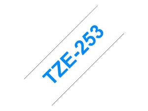 Brother TZe-253 - Bleu sur blanc - Rouleau (2,4 cm x 8 m) 1 cassette(s) ruban laminé - pour Brother PT-D600, P750, P950; P-Touch PT-D800, E550, P900, P950; P-Touch Cube Pro PT-P910 - TZE253 - support spécial