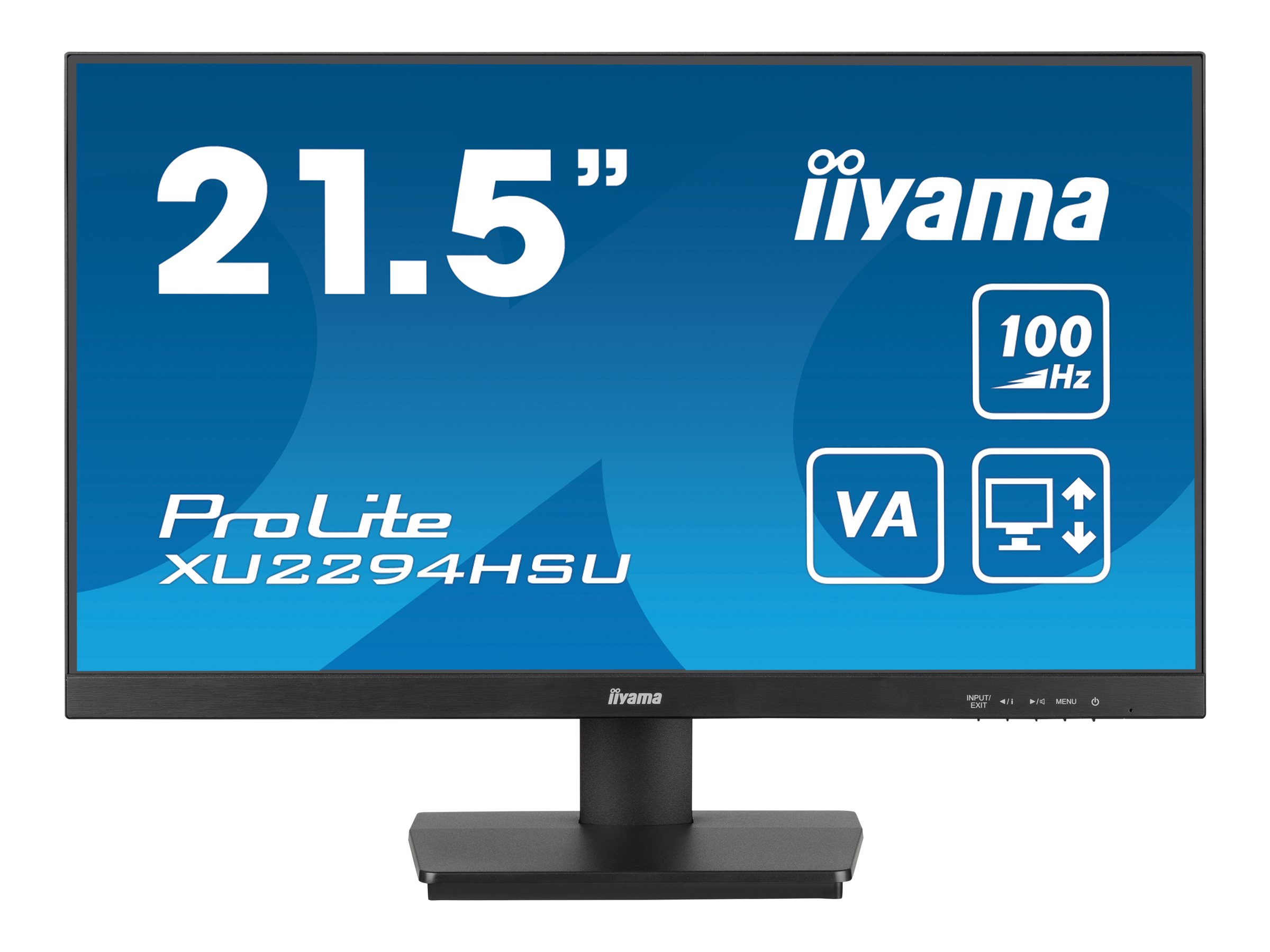 iiyama ProLite XU2294HSU-B6 - Écran LED - 22" (21.5" visualisable) - 1920 x 1080 Full HD (1080p) @ 100 Hz - VA - 250 cd/m² - 3000:1 - 1 ms - HDMI, DisplayPort - haut-parleurs - noir, mat - XU2294HSU-B6 - Écrans d'ordinateur