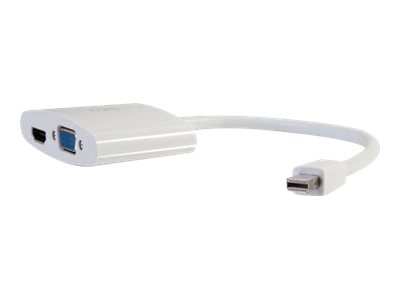 C2G 20cm Mini DisplayPort to HDMI or VGA Adapter Converter 4K UHD - White - Adaptateur vidéo - Mini DisplayPort mâle pour HDMI, 15 pin D-Sub (DB-15) femelle - 20.3 cm - blindé - blanc - support 4K - 80936 - Accessoires pour téléviseurs