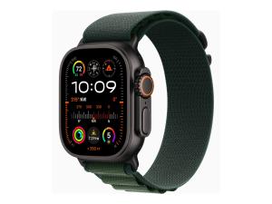 Apple Watch Ultra 2 - 49 mm - titane noir - montre intelligente avec Boucle Alpine - textile - vert foncé - taille du bracelet : M - 64 Go - LTE, Wi-Fi 4, UWB, Bluetooth - 4G - 61.8 g - MX4R3NF/A - Montres intelligentes