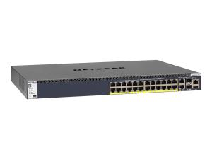 NETGEAR M4300-28G-PoE+ - Commutateur - C3 - Géré - 2 x 10/100/1000/10000 + 2 x 10 Gigabit SFP+ + 24 x 10/100/1000 (PoE+) - flux d'air de l'avant vers l'arrière - Montable sur rack - PoE+ (720 W) - GSM4328PB-100NES - Commutateurs gérés