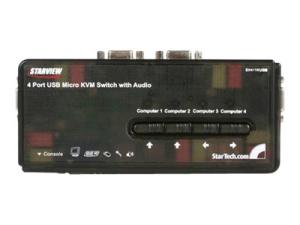 StarTech.com Switch KVM USB VGA à 4 ports avec câbles - Kit commutateur écran clavier souris - Noir - Commutateur écran-clavier-souris/audio - 4 x KVM / audio - 1 utilisateur local - de bureau - SV411KUSB - Commutateurs KVM