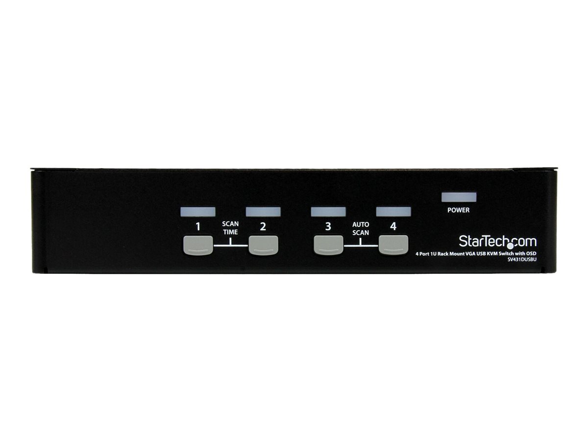 StarTech.com Commutateur KVM 4 Ports VGA USB, Montage en Rack et OSD - Switch KVM - 1920 x 1440 - Commutateur KVM - 4 x KVM port(s) - 1 utilisateur local - de bureau - pour P/N: IM12D1500P, RACKCOND17HD, RKCONS1701, SVA12M2NEUA, SVA12M5NA, SVUSBVGA10, SVUSBVGA6 - SV431DUSBU - Commutateurs KVM