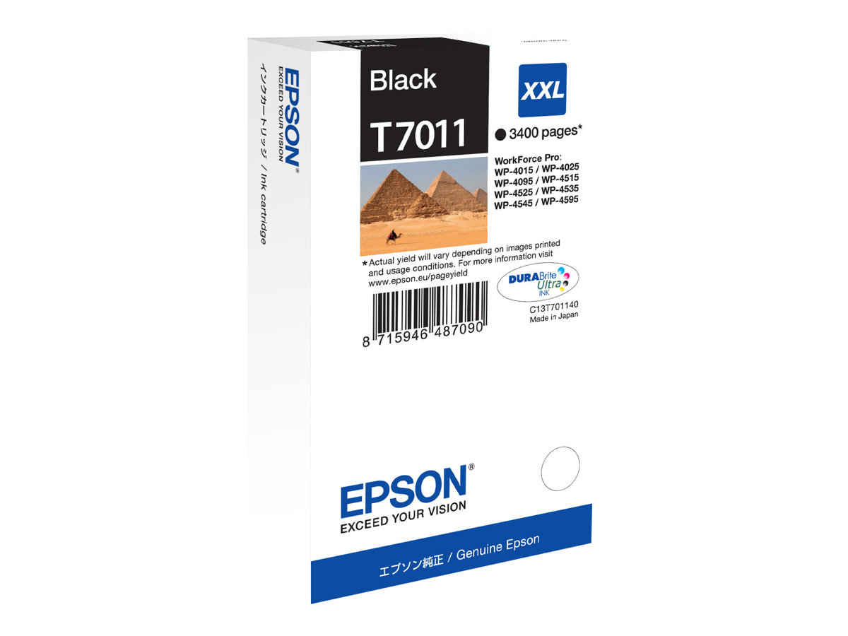 Epson T7011 - 63.2 ml - taille XXL - noir - original - blister - cartouche d'encre - pour WorkForce Pro WP-4015 DN, WP-4095 DN, WP-4515 DN, WP-4525 DNF, WP-4595 DNF - C13T70114010 - Cartouches d'imprimante