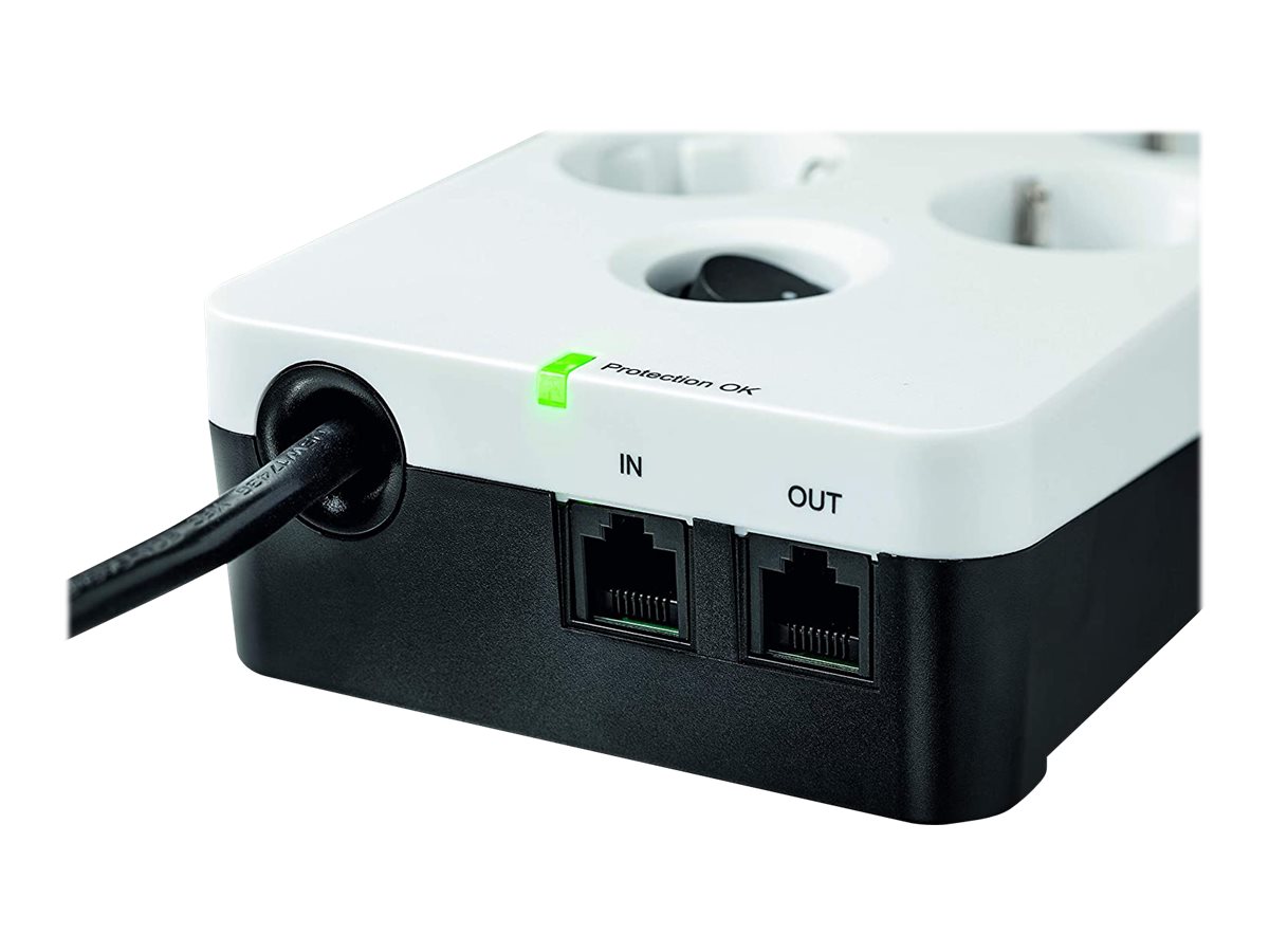 Eaton Protection Box 6 USB Tel@ Din - Protection contre les surtensions - CA 220-250 V - 2500 Watt - connecteurs de sortie : 6 - blanc - PB6TUD - Parasurtenseurs et PDU