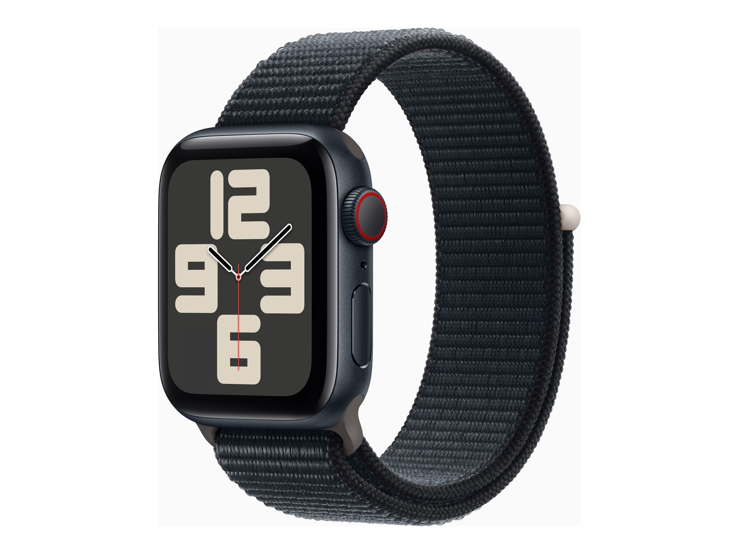 Apple Watch SE (GPS + Cellular) - 2e génération - 40 mm - aluminium minuit - montre intelligente avec boucle sport - textile - minuit - taille du poignet : 130-200 mm - 32 Go - Wi-Fi, LTE, Bluetooth - 4G - 27.8 g - MRGE3QF/A - Montres intelligentes